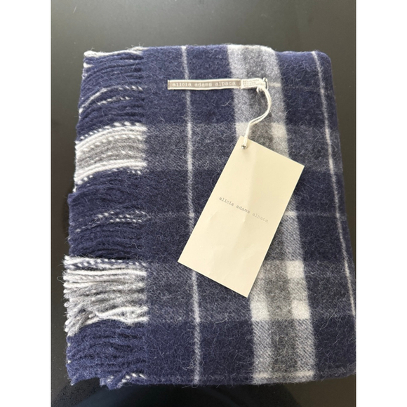 Alicia Adams Alpaca Other - Alicia Adams Alpaca/Wool Wellington Plaid Throw Blanket One Size Navy Gray